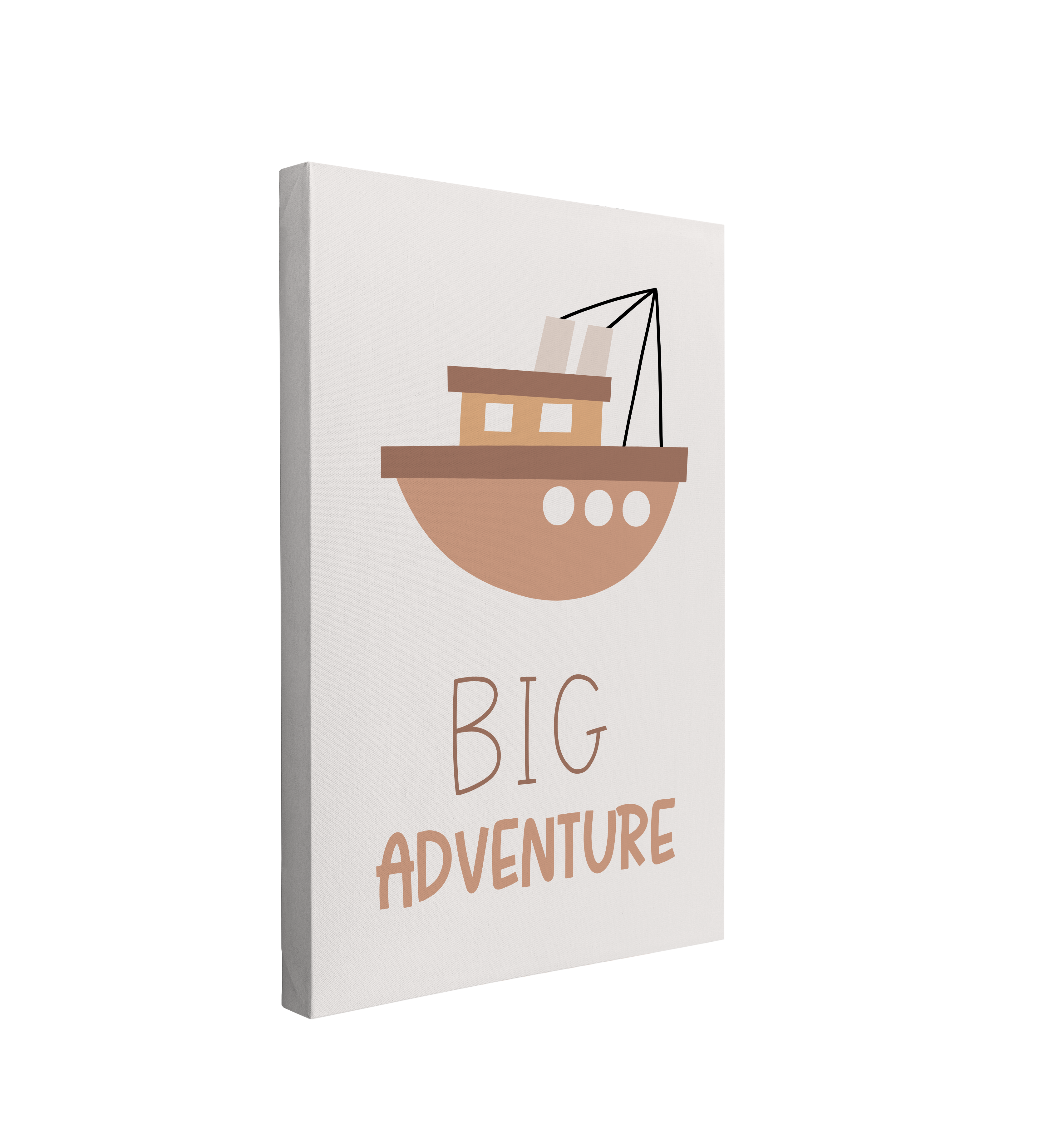 Nursery Boho Boat - Big Adventure - Canvas Print Gender Neutral Kids Room Wall Art Décor Whelhung