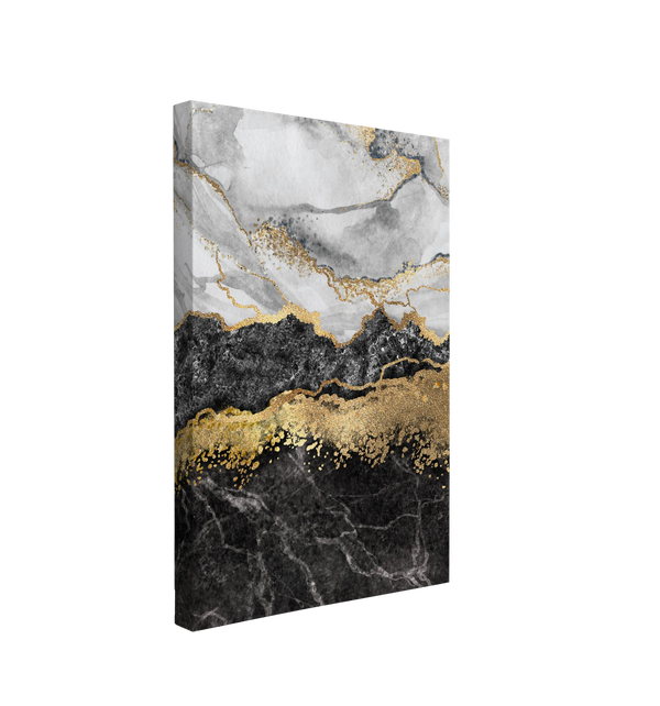 Abstract Black and Gold Marble - Canvas Print Wall Art Décor Whelhung