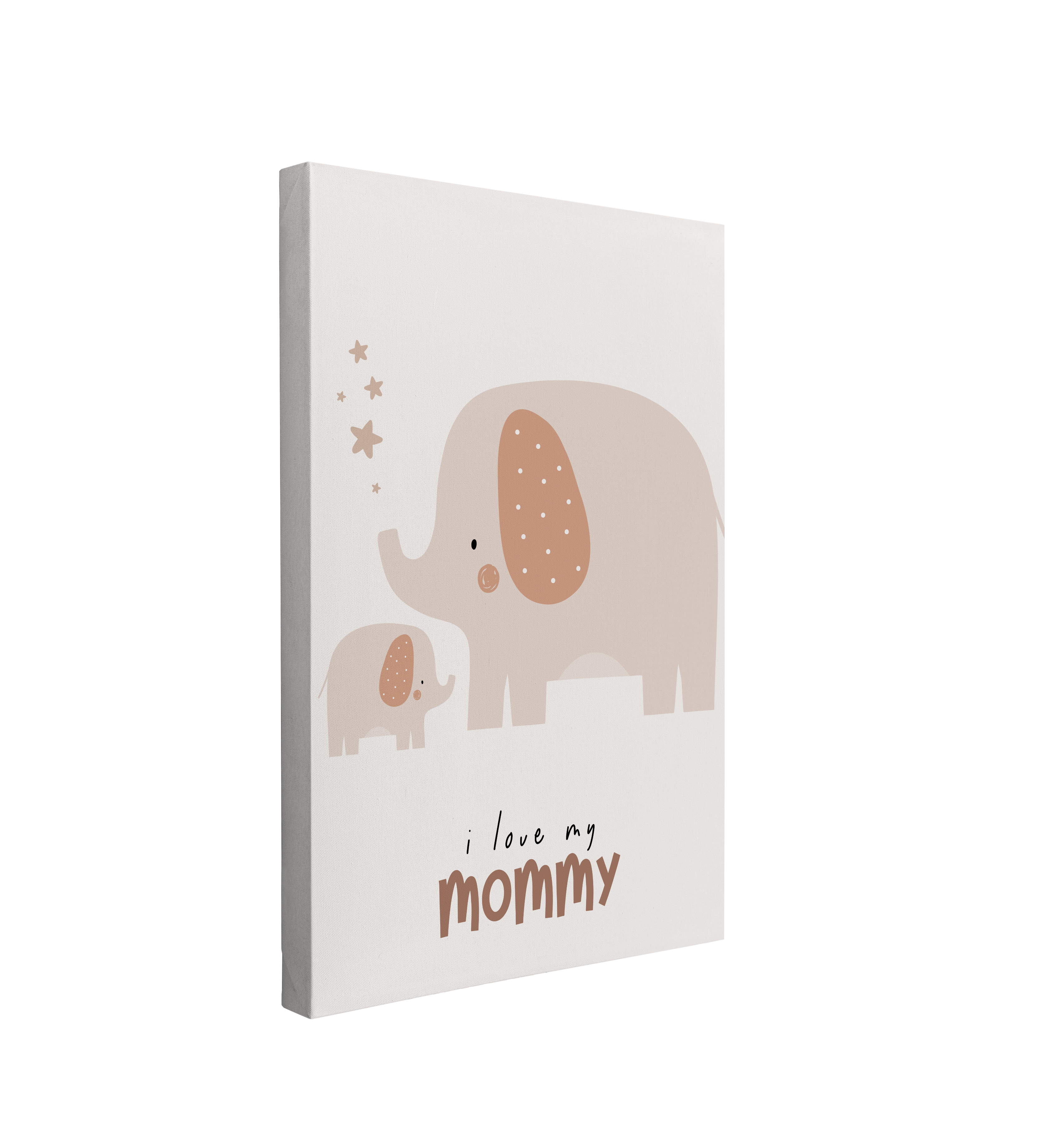 Nursery Boho Elephants - I Love My Mommy - Canvas Print Gender Neutral Kids Room Wall Art Décor Whelhung