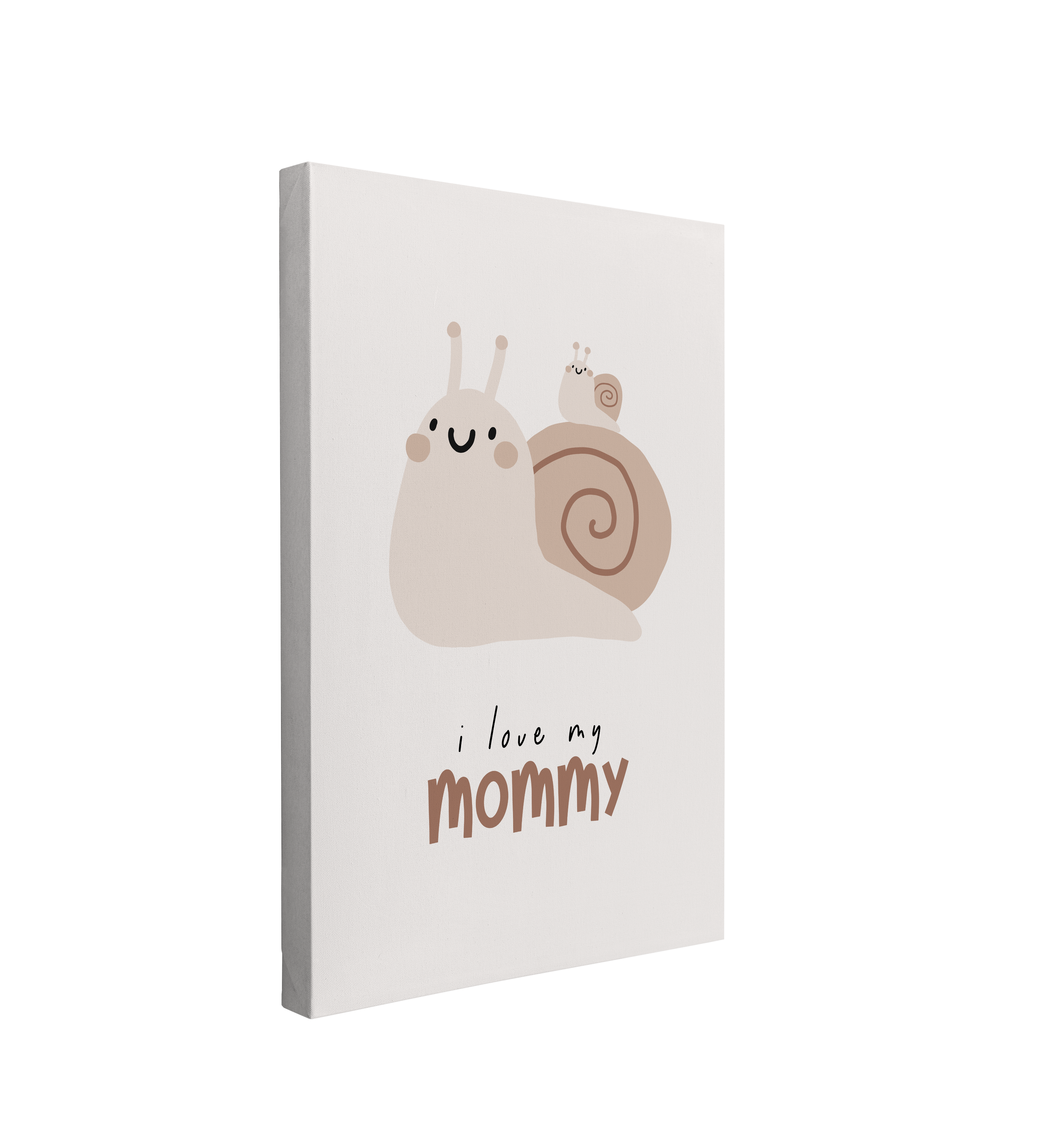 Nursery Boho Snails - I Love My Mommy - Canvas Print Gender Neutral Kids Room Wall Art Décor Whelhung