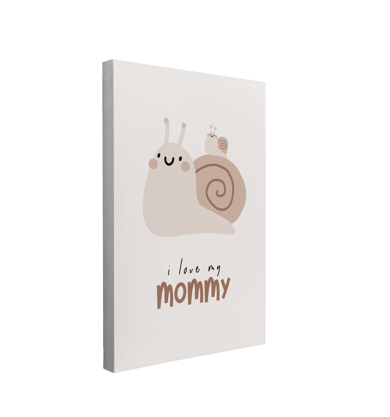 Nursery Boho Snails - I Love My Mommy - Canvas Print Gender Neutral Kids Room Wall Art Décor Whelhung