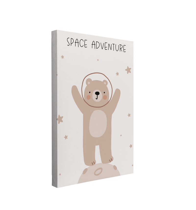 Nursery Boho Bear Space Adventure - Canvas Print Gender Neutral Kids Room Wall Art Décor Whelhung