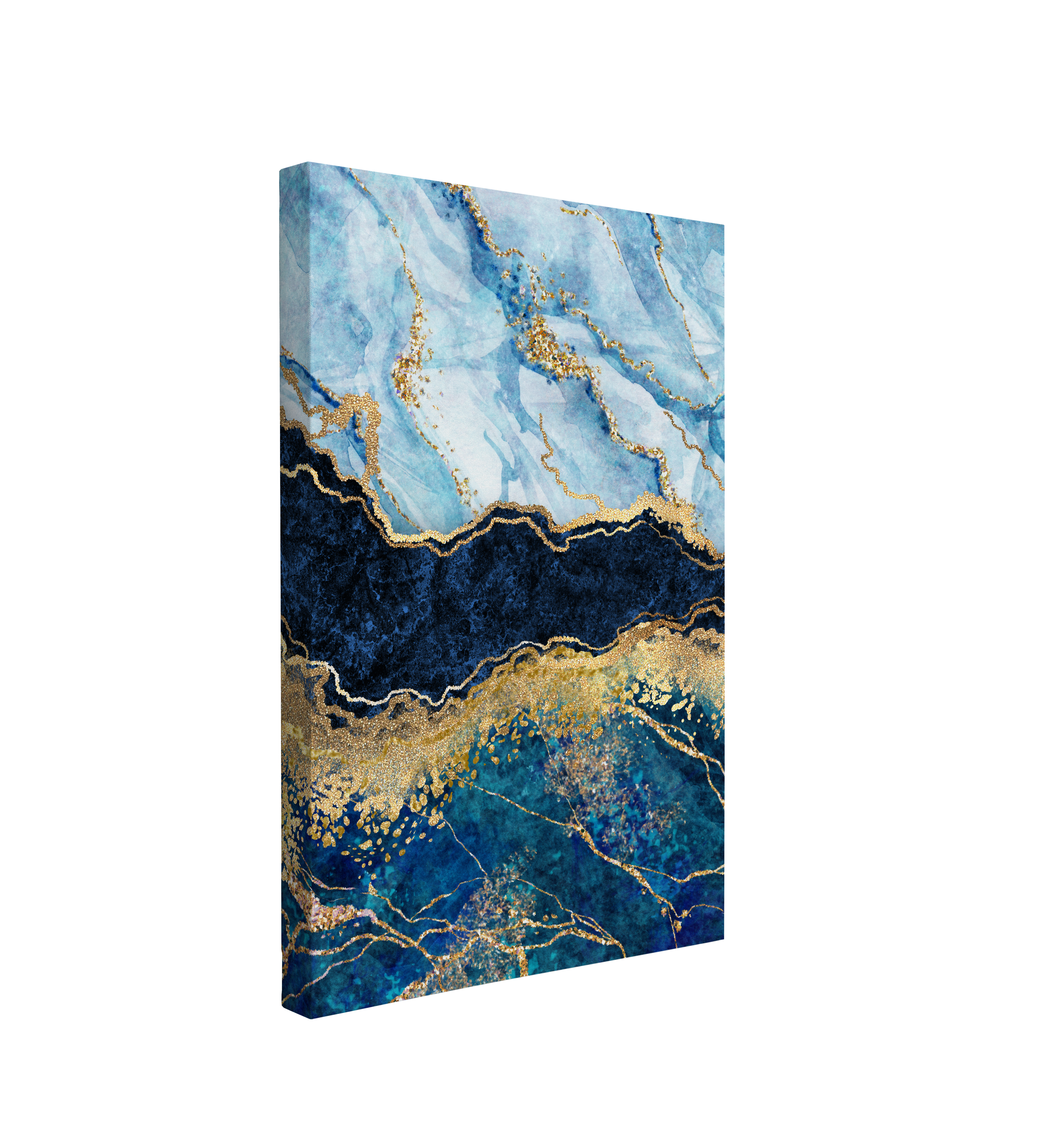 Abstract Blue and Gold Marble - Canvas Print Wall Art Decor Whelhung