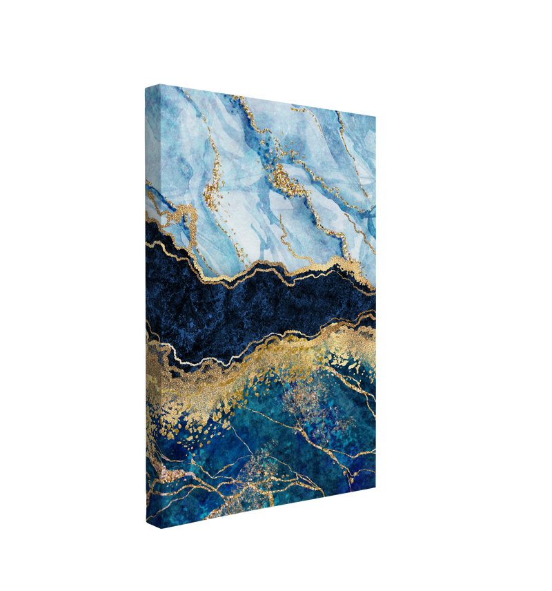 Abstract Blue and Gold Marble - Canvas Print Wall Art Decor Whelhung