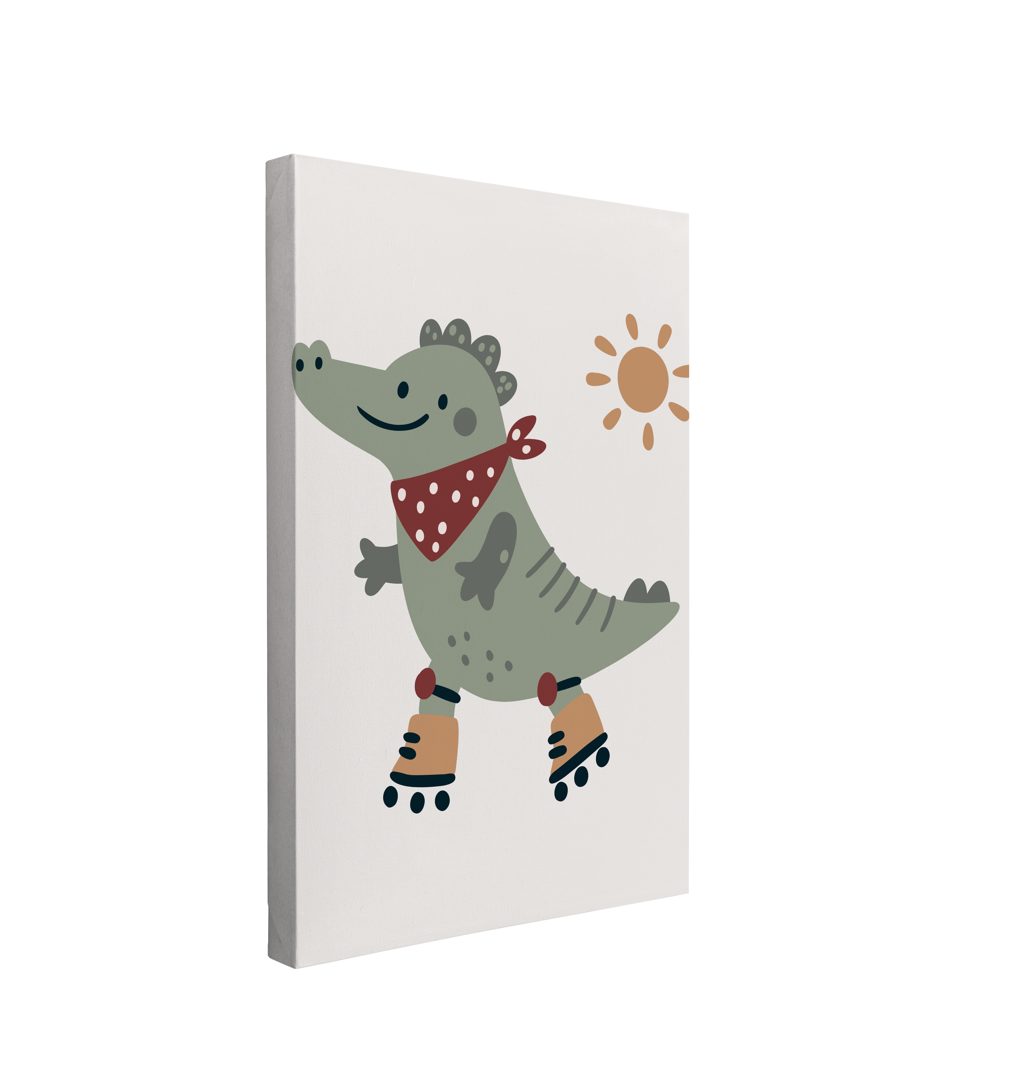 Nursery Boho Alligator Rollerblader - Canvas Print Gender Neutral Kids Room Wall Art Décor Whelhung