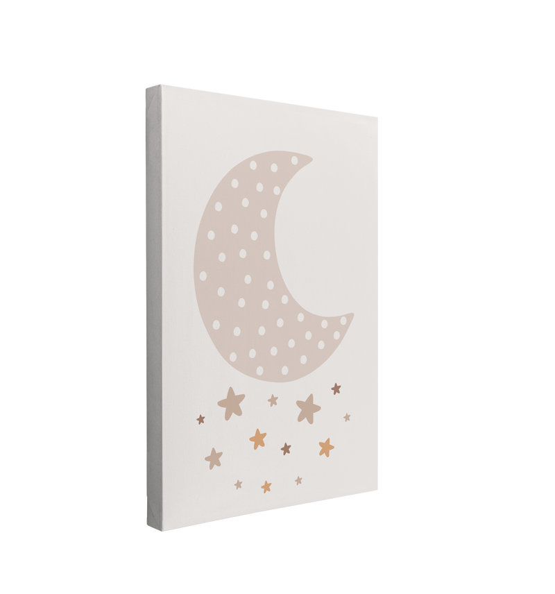 Nursery Boho Sparkle Moon - Canvas Print Gender Neutral Kids Room Wall Art Décor Whelhung