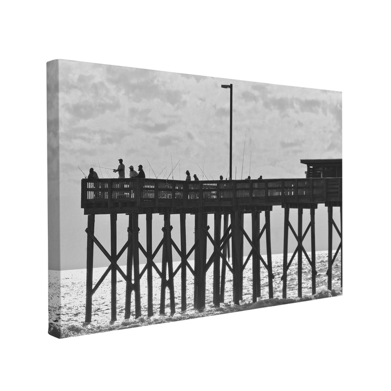 Black and White Fisherman's Pier Photography - Canvas Print Wall Art Décor Whelhung