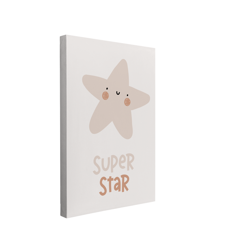 Nursery Boho Super Star - Canvas Print Gender Neutral Kids Room Wall Art Décor Whelhung