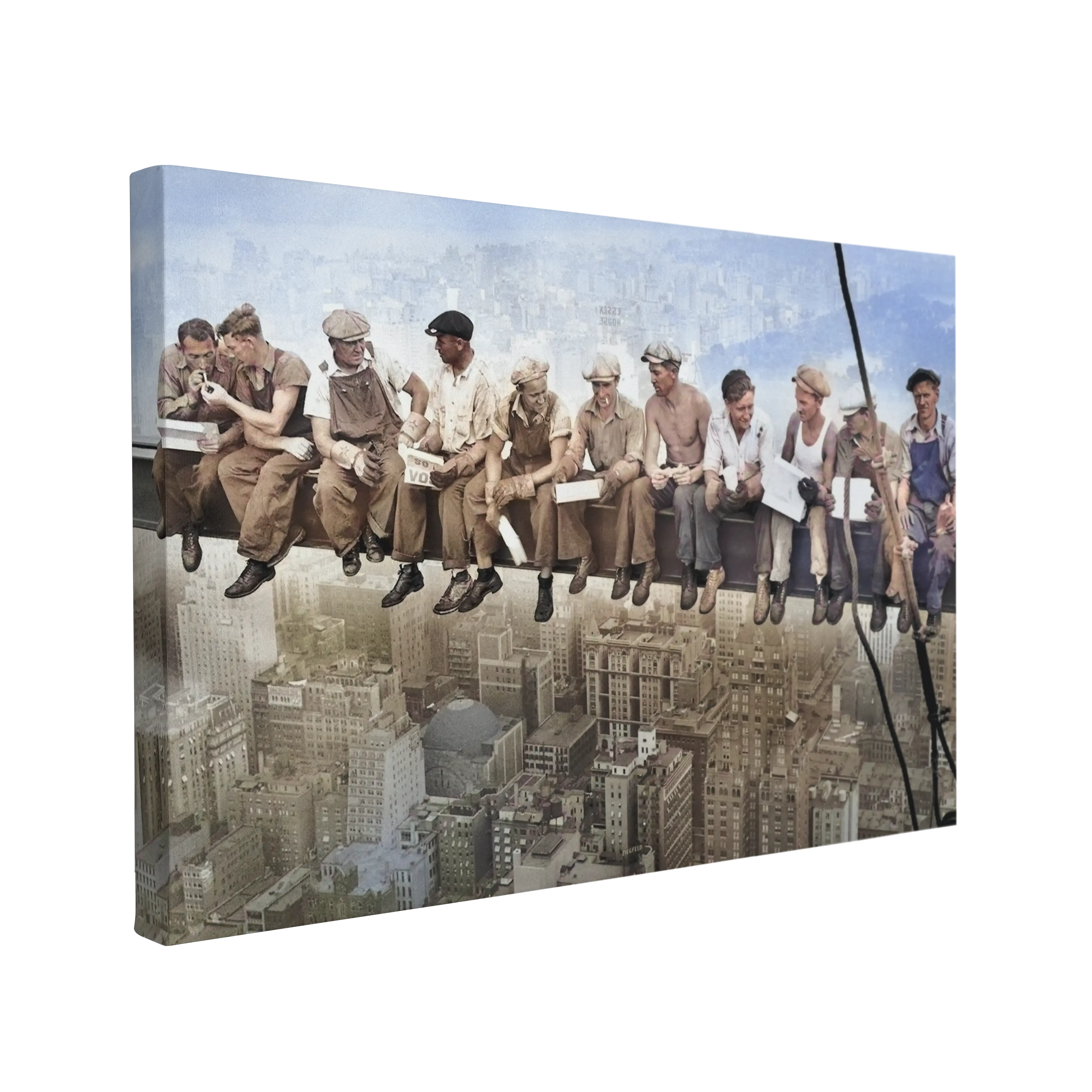 Lunch atop a Skyscraper Ironworker Photography - Canvas Print Wall Art Décor Whelhung