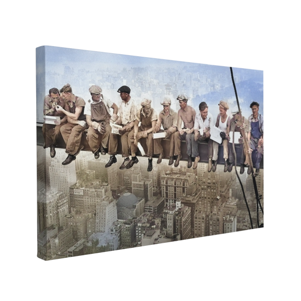 Lunch atop a Skyscraper Ironworker Photography - Canvas Print Wall Art Décor Whelhung