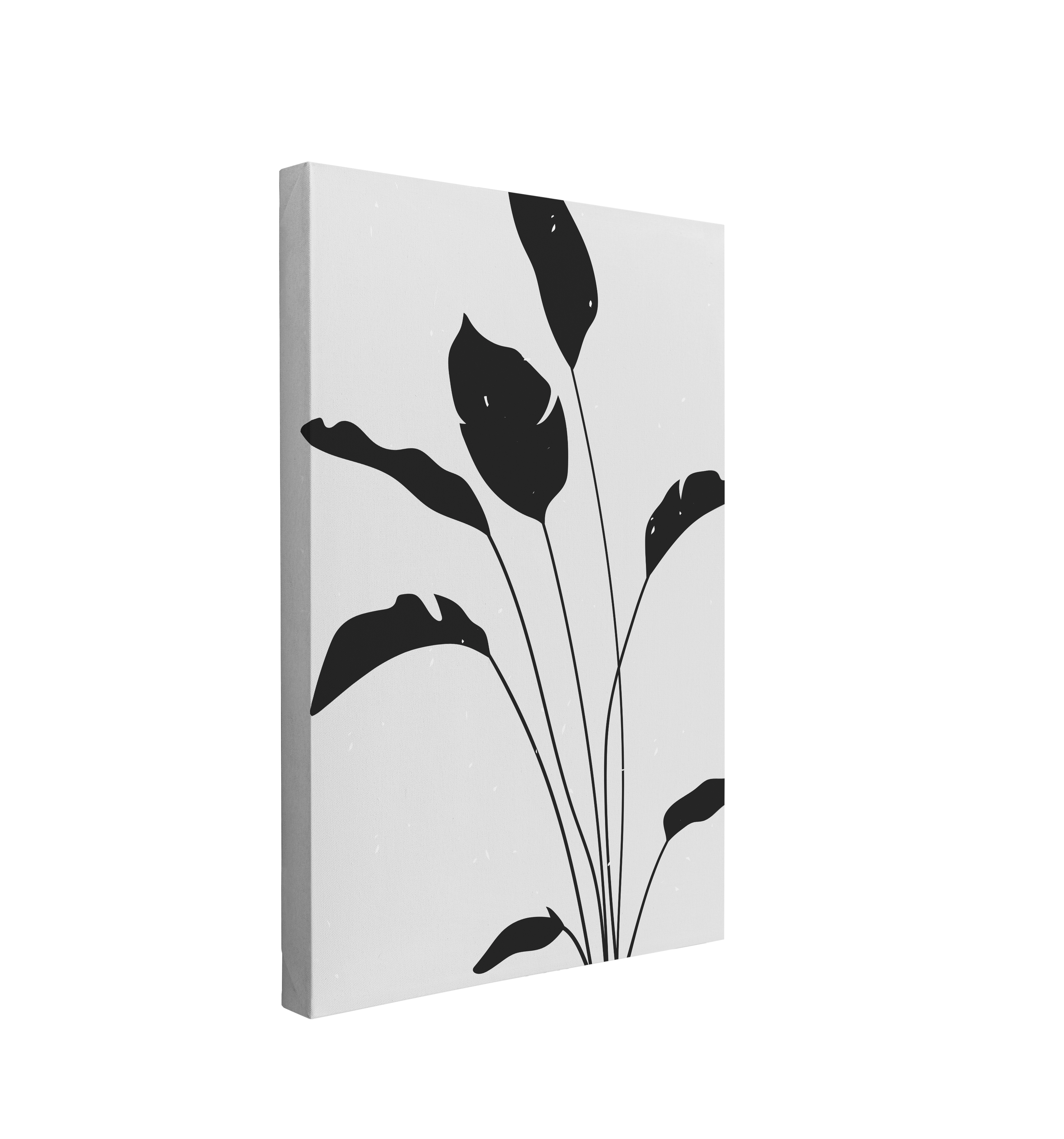 Minimalist Black and White Banana Leaves - Canvas Print Wall Art Décor Whelhung