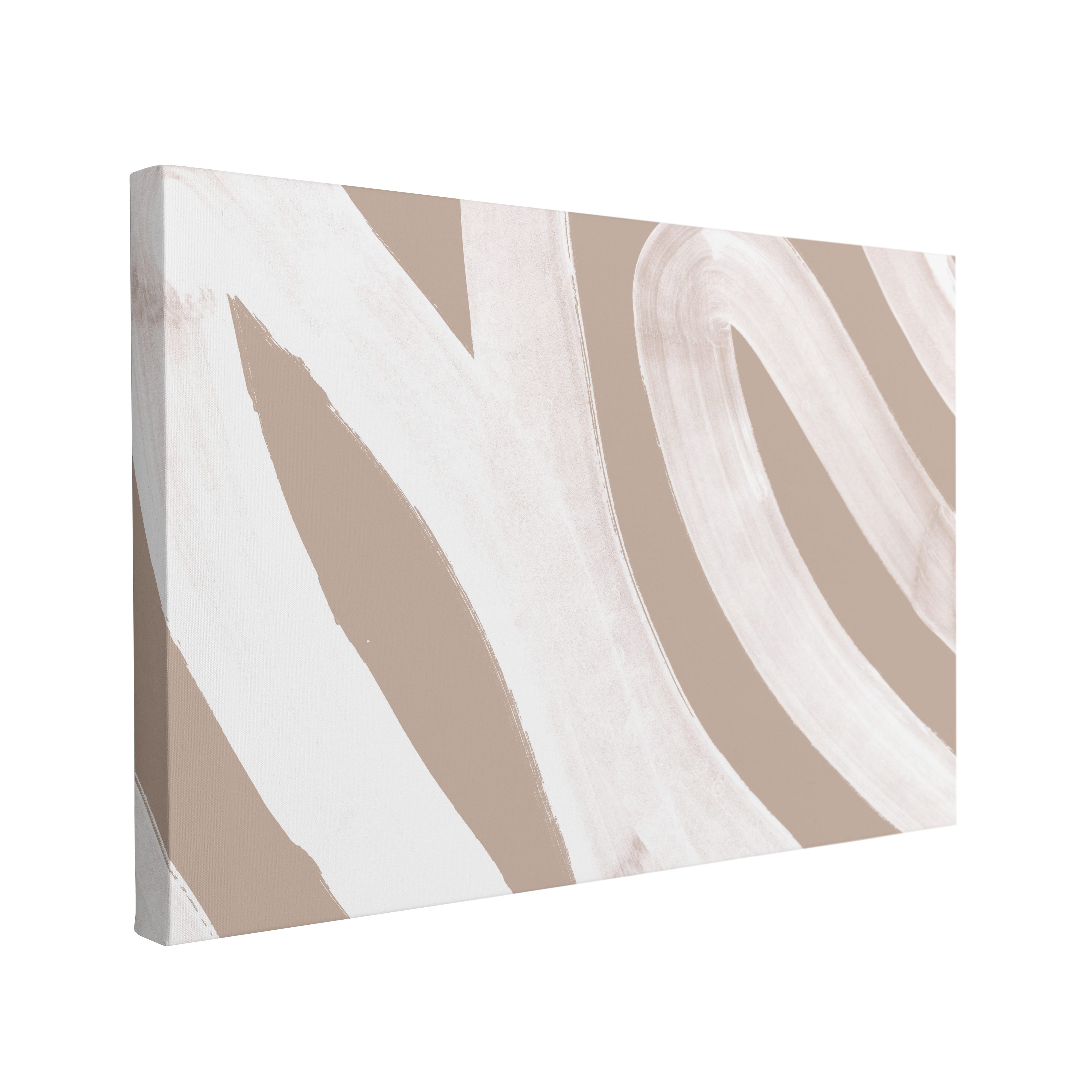 Mid Century Abstract Neutral Beige and White Painting - Canvas Print Wall Art Décor Whelhung