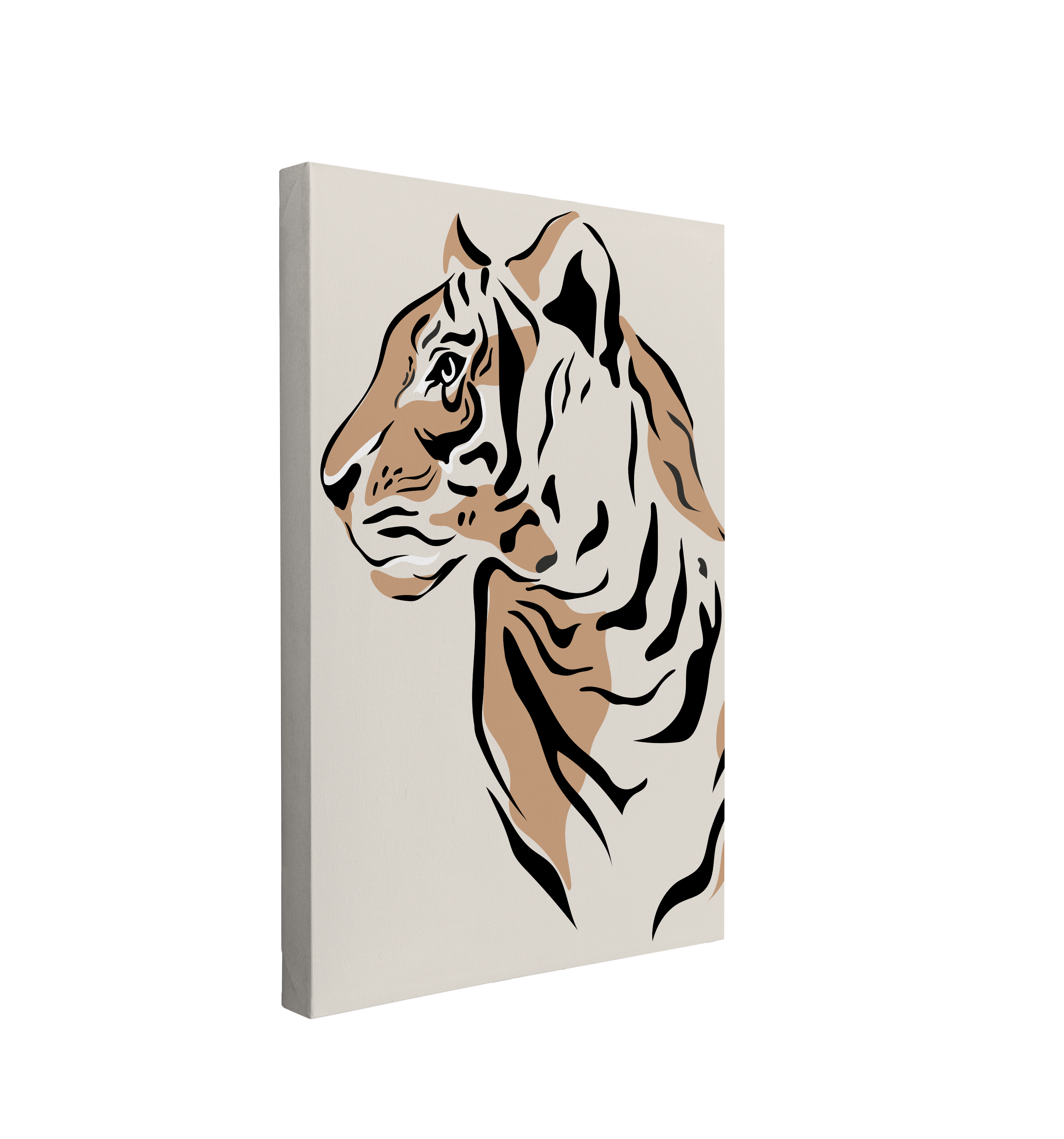 Minimalist Boho Abstract Tiger - Canvas Print Wall Art Décor Whelhung