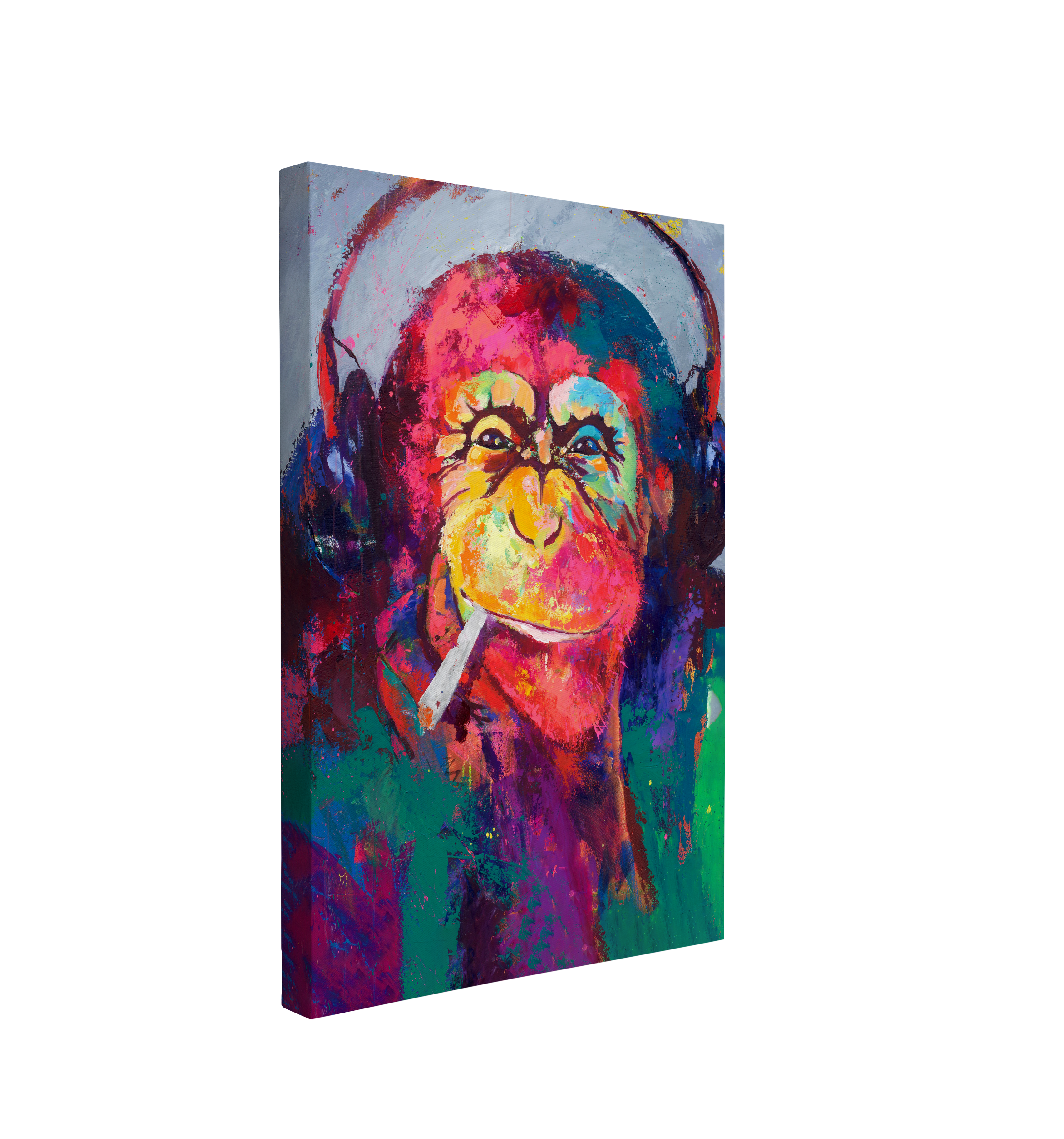 DJ Monkey Painting - Canvas Print Wall Art Décor Whelhung