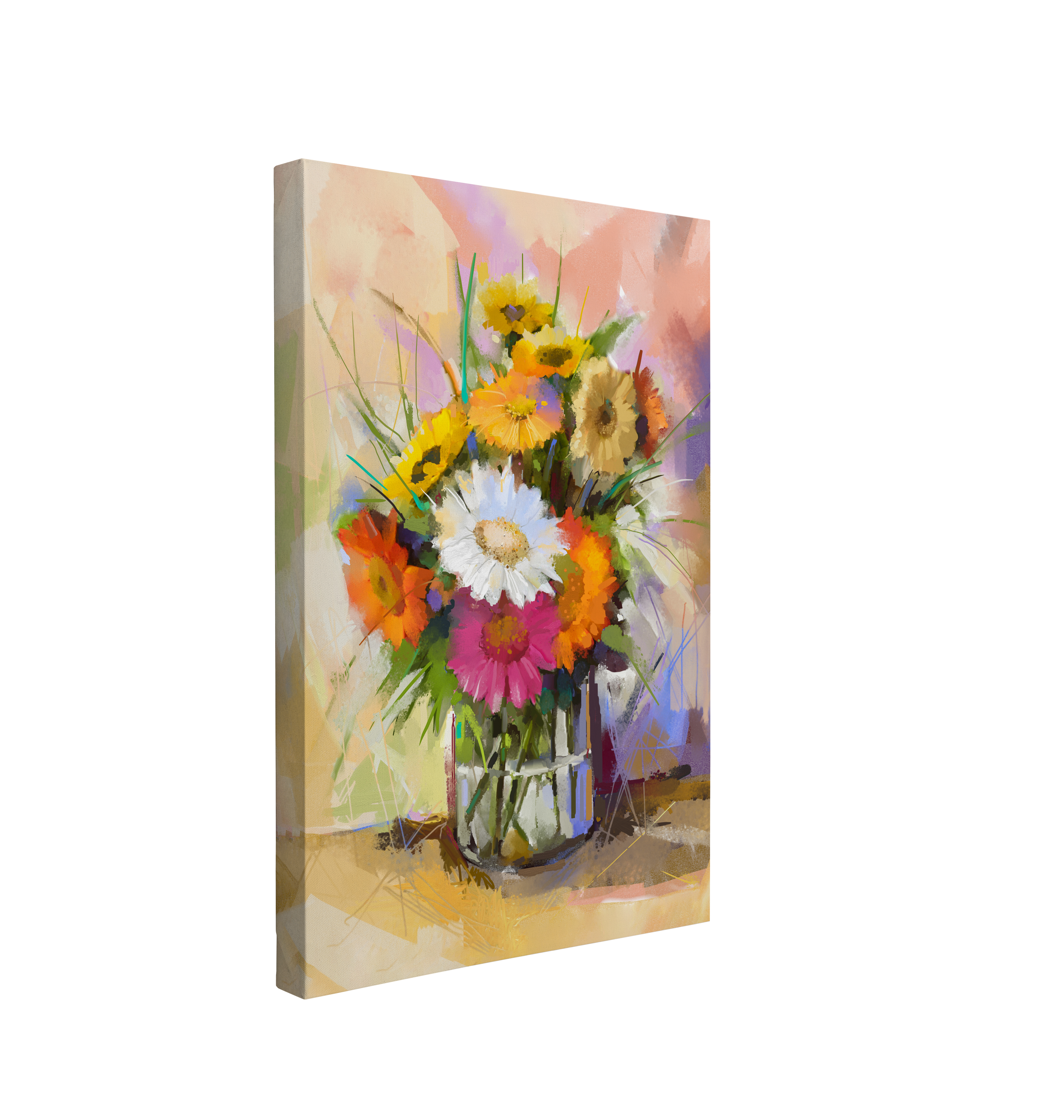 Abstract Bouquet in a Vase Oil Painting - Canvas Print Wall Art Décor Whelhung