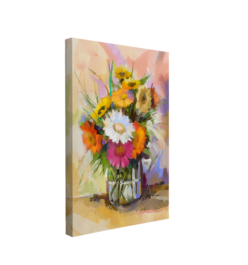Abstract Bouquet in a Vase Oil Painting - Canvas Print Wall Art Décor Whelhung