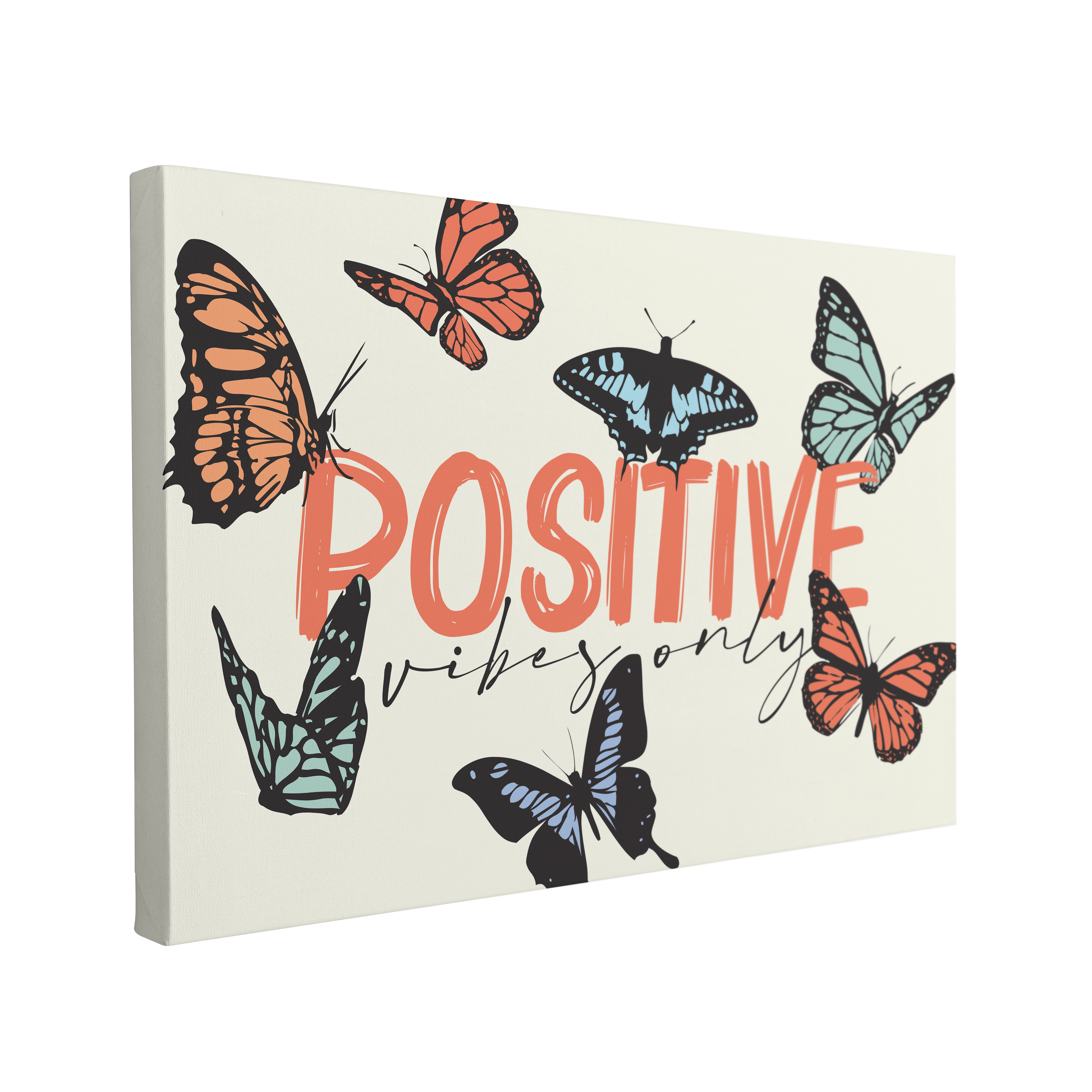 Positive Vibes Only Butterflies - Canvas Print Wall Art Décor Whelhung