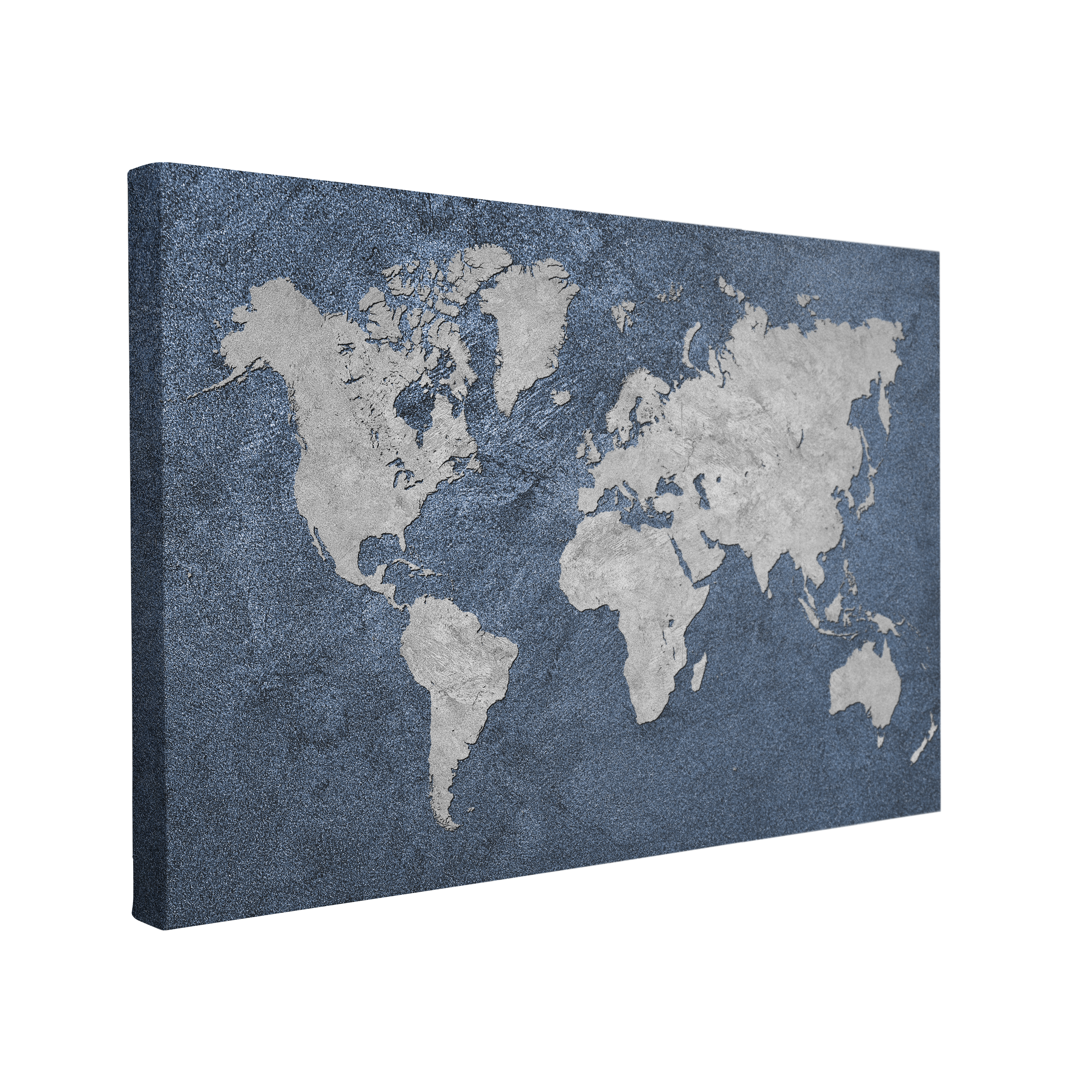 Grunge Blue World Map - Canvas Print Wall Art Décor Whelhung