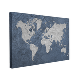 Grunge Blue World Map - Canvas Print Wall Art Décor Whelhung
