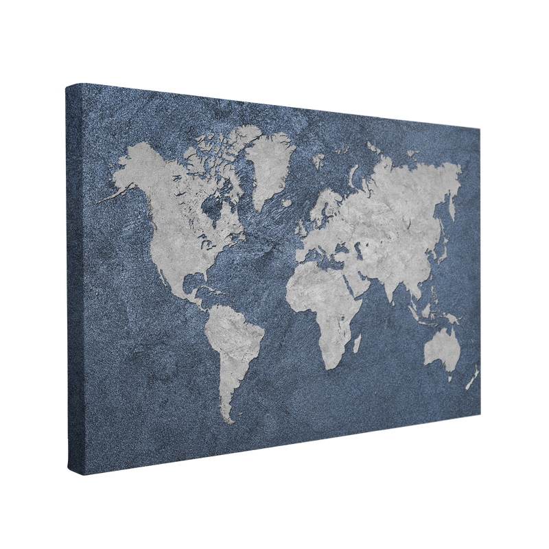 Grunge Blue World Map - Canvas Print Wall Art Décor Whelhung