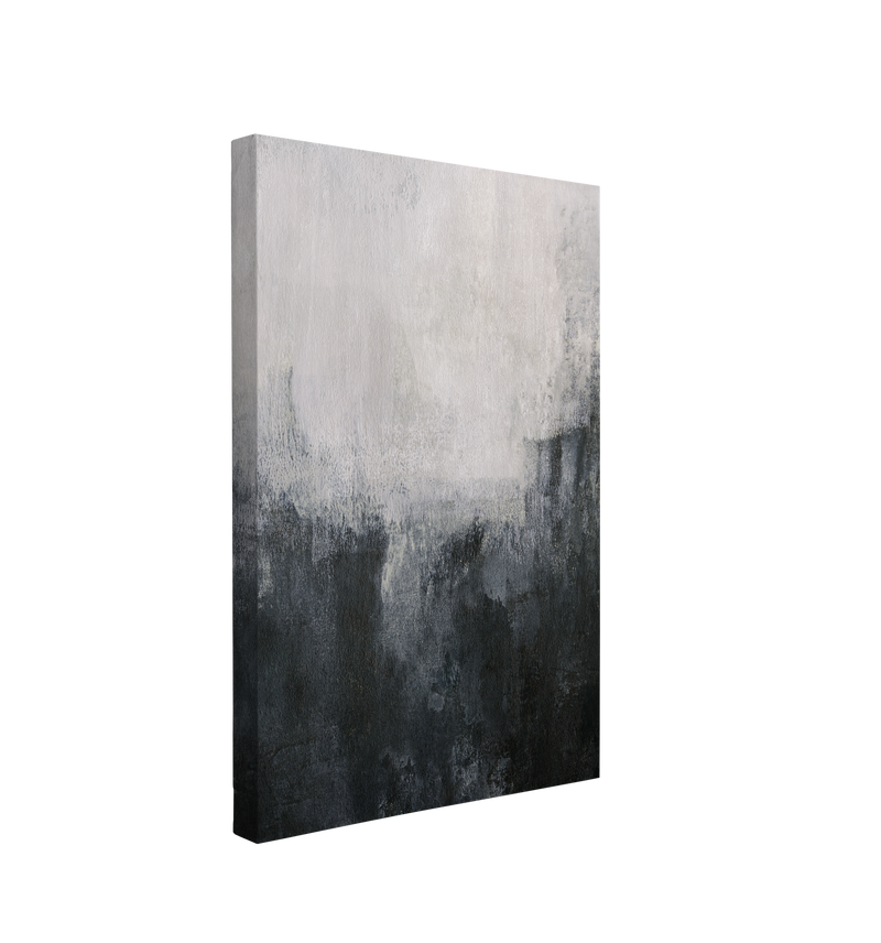 Abstract Black and Grey Ombre Oil Painting - Canvas Print Wall Art Décor Whelhung